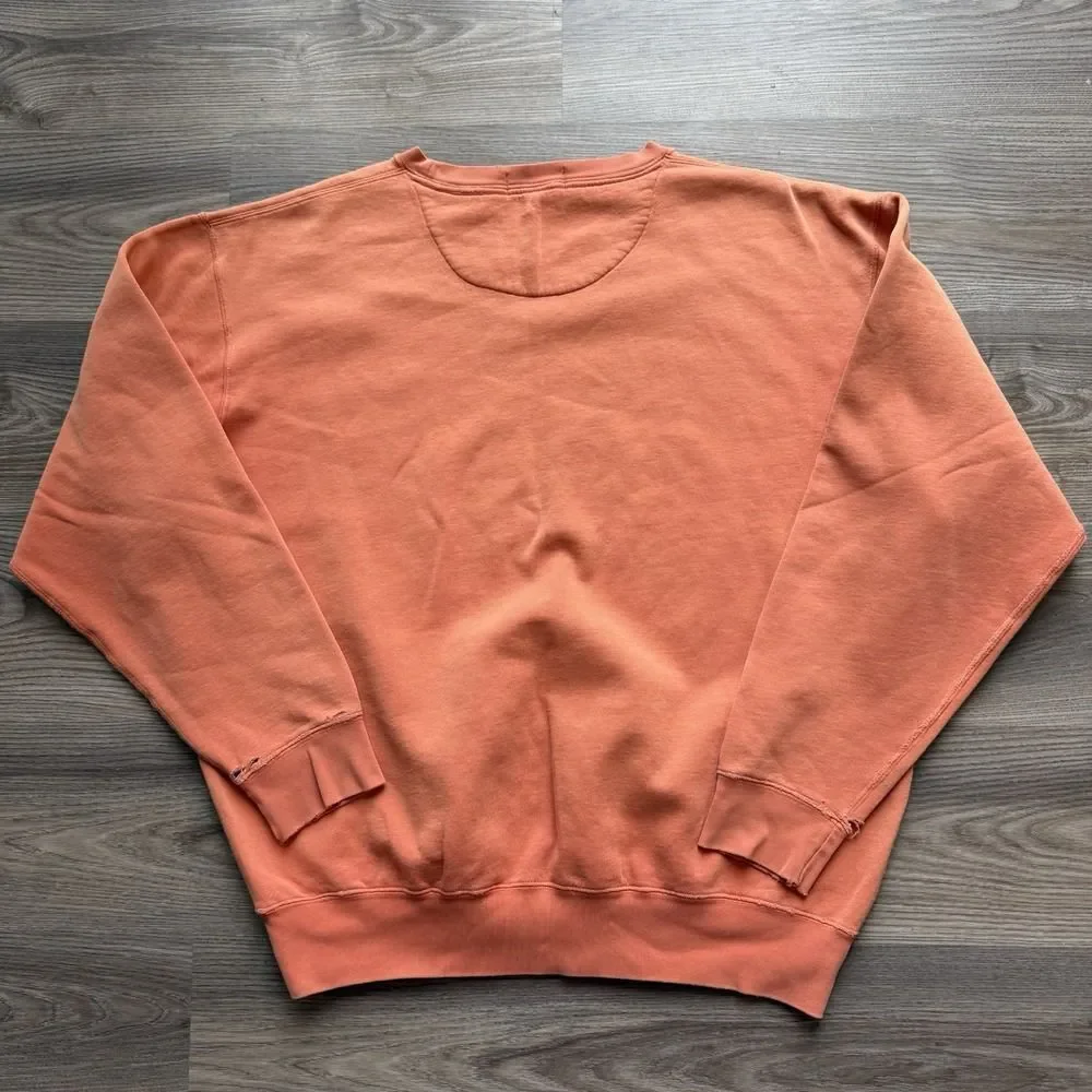 Vintage 90s Polo Ralph Lauren Faded Orange Distressed Pullover Crewneck Mens L